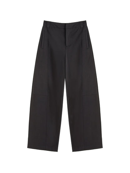 Black Curved Leg Trousers