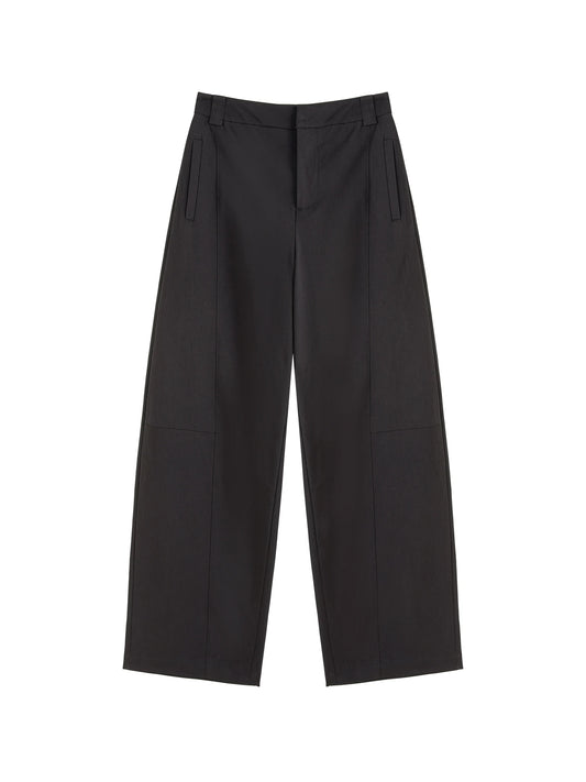 Black Curved Leg Trousers