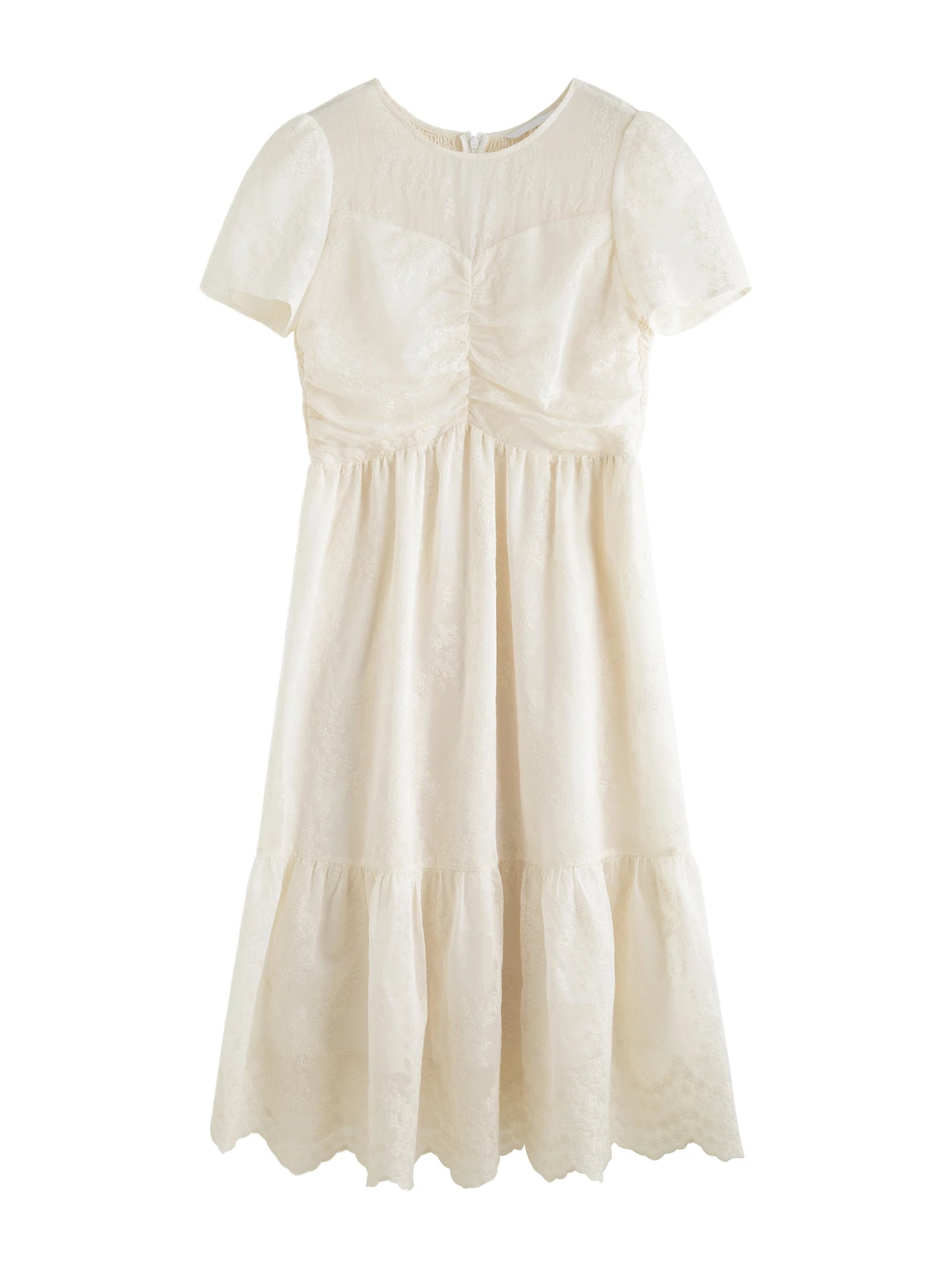 Ivory Embroidered Waist Dress