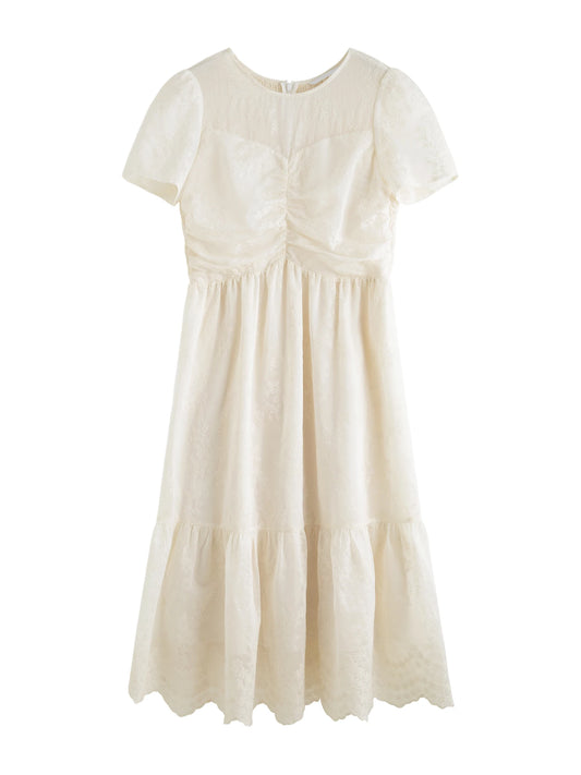 Ivory Embroidered Waist Dress