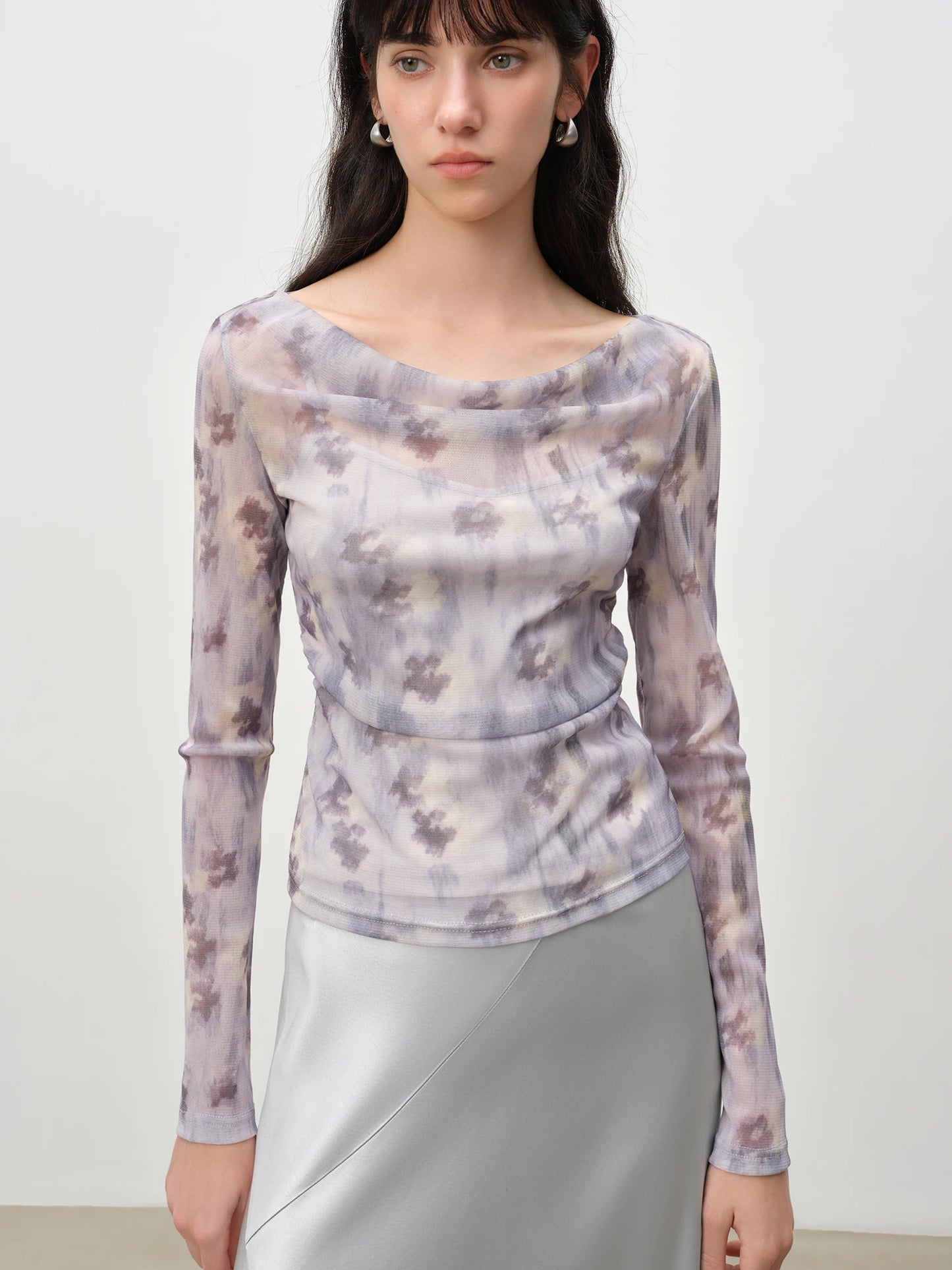 Wisteria Floral Boat Neck Top