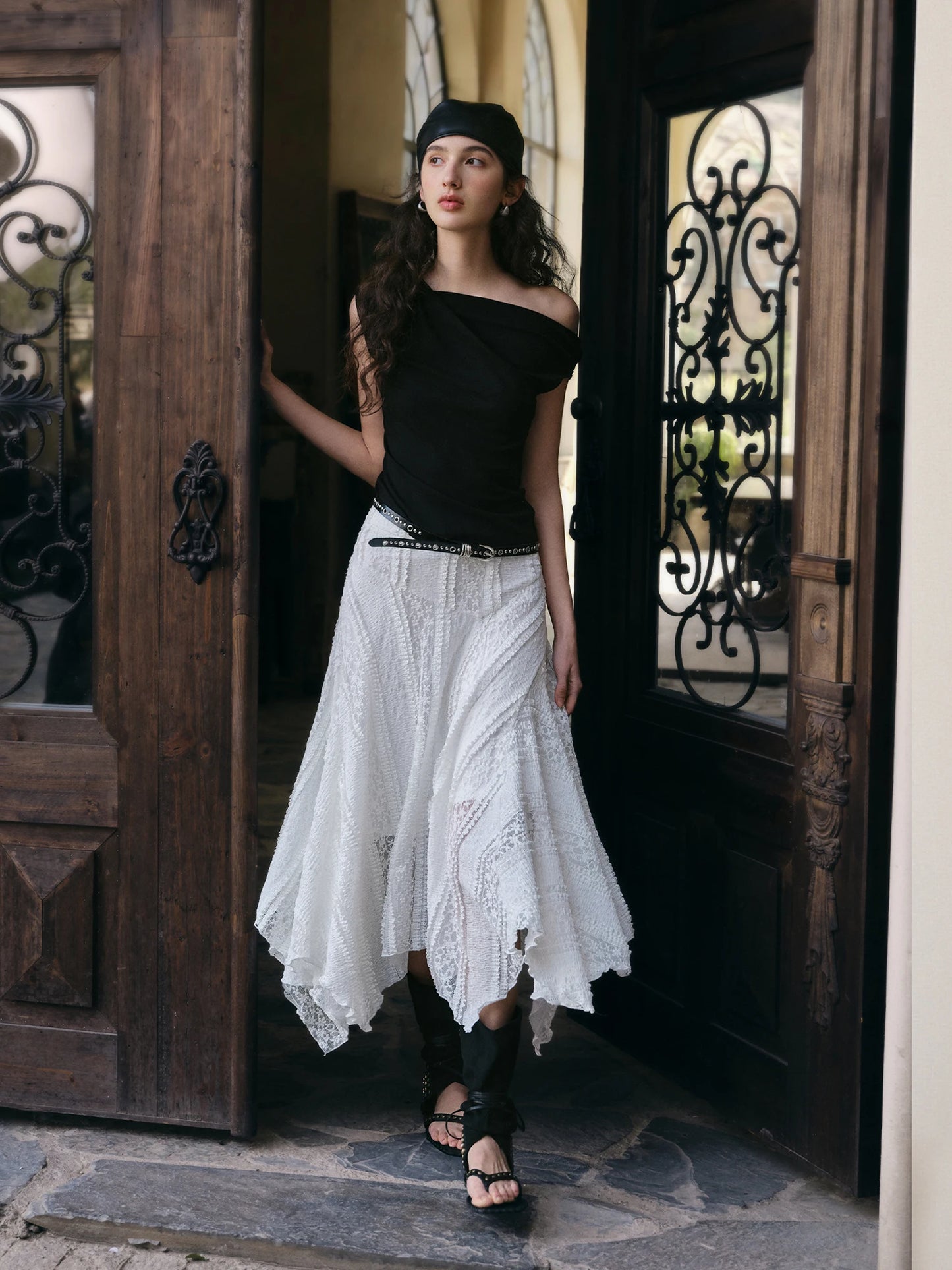 Ivory Draped Off Shoulder Top