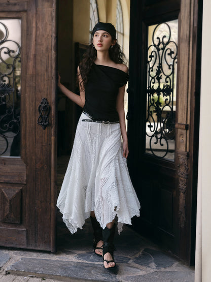 Ivory Draped Off Shoulder Top