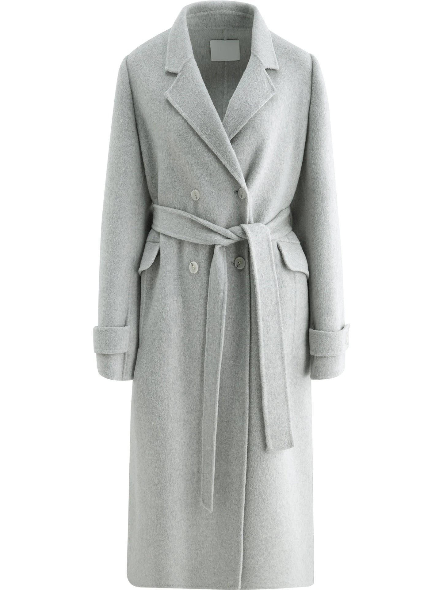 Ivory Belted Wool Overcoat