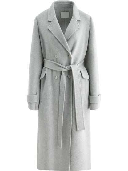 Ivory Belted Wool Overcoat