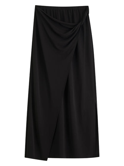 Asymmetric Knit Pencil Skirt Set