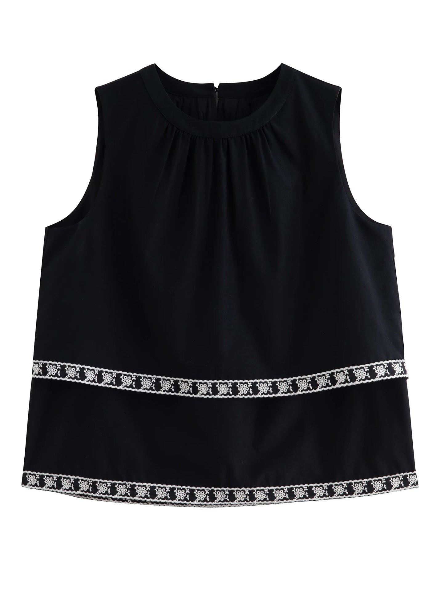 Black Embroidered Tank Skirt Set