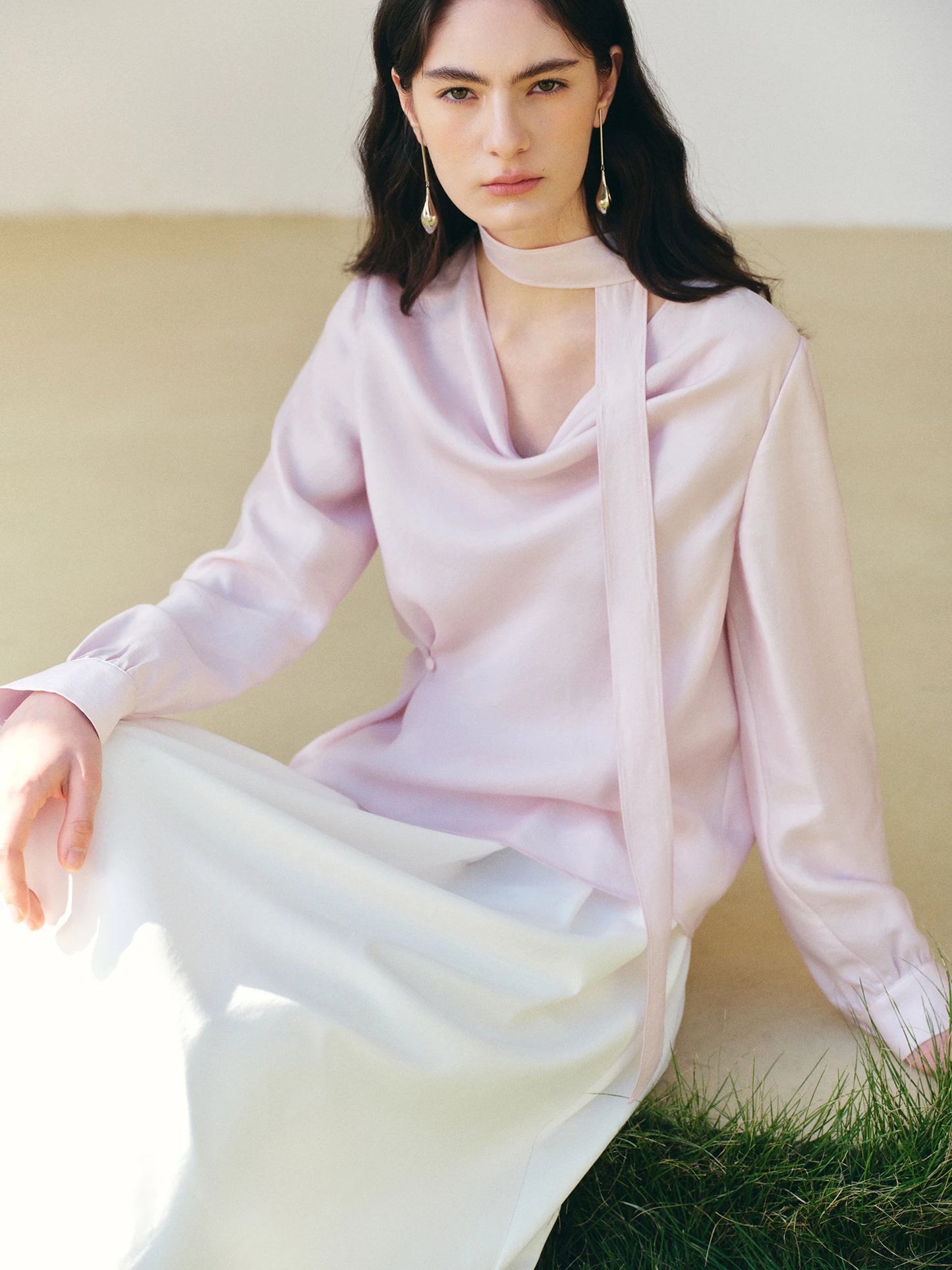 Blush Cowl Neck Long Sleeve Top