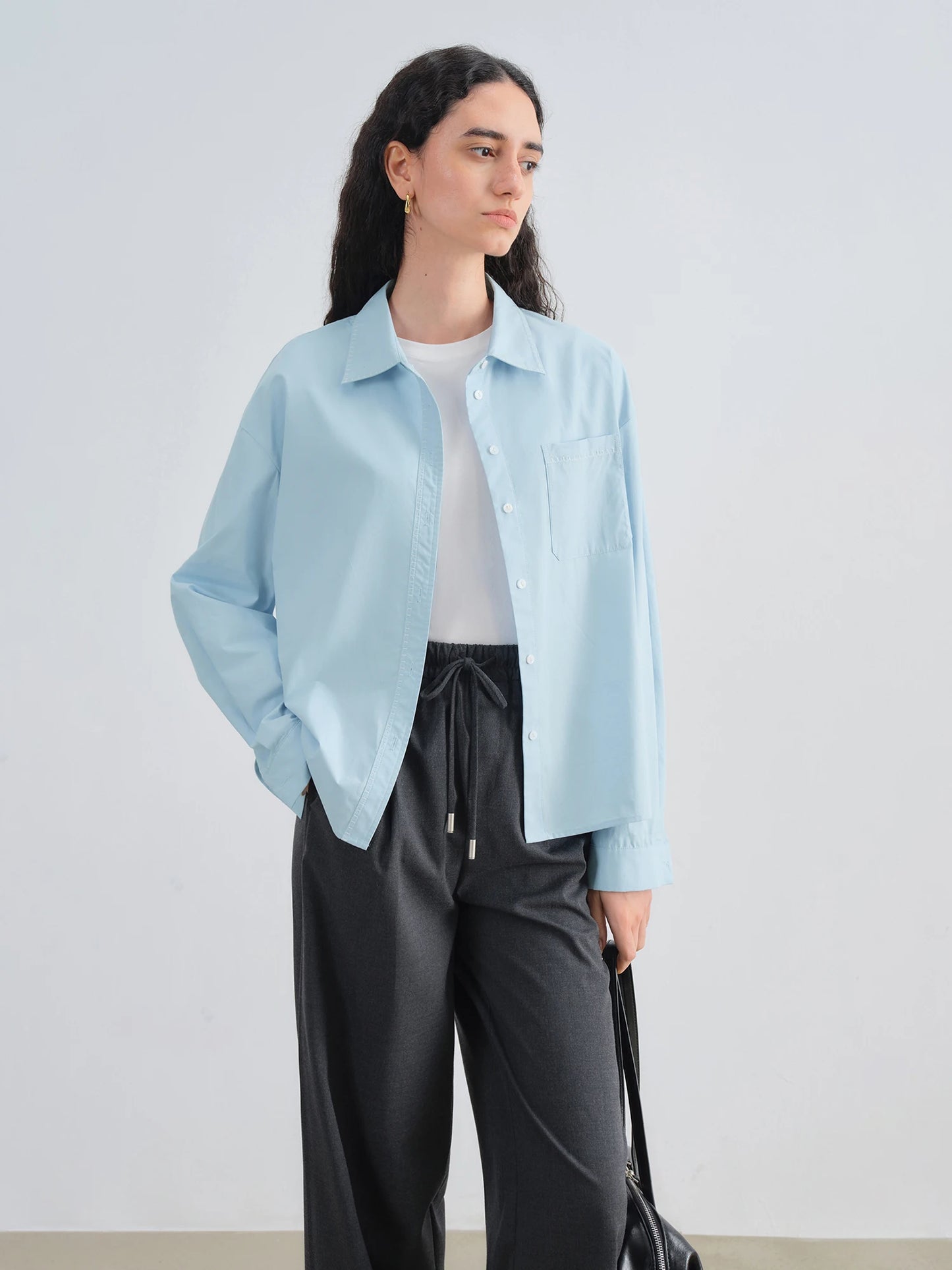Pale Blue Contrast Trim Shirt