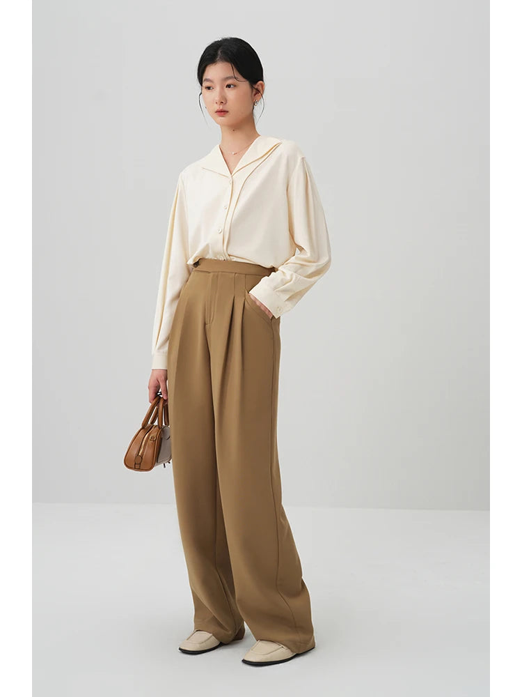Black Pleated Wide Leg Trousers