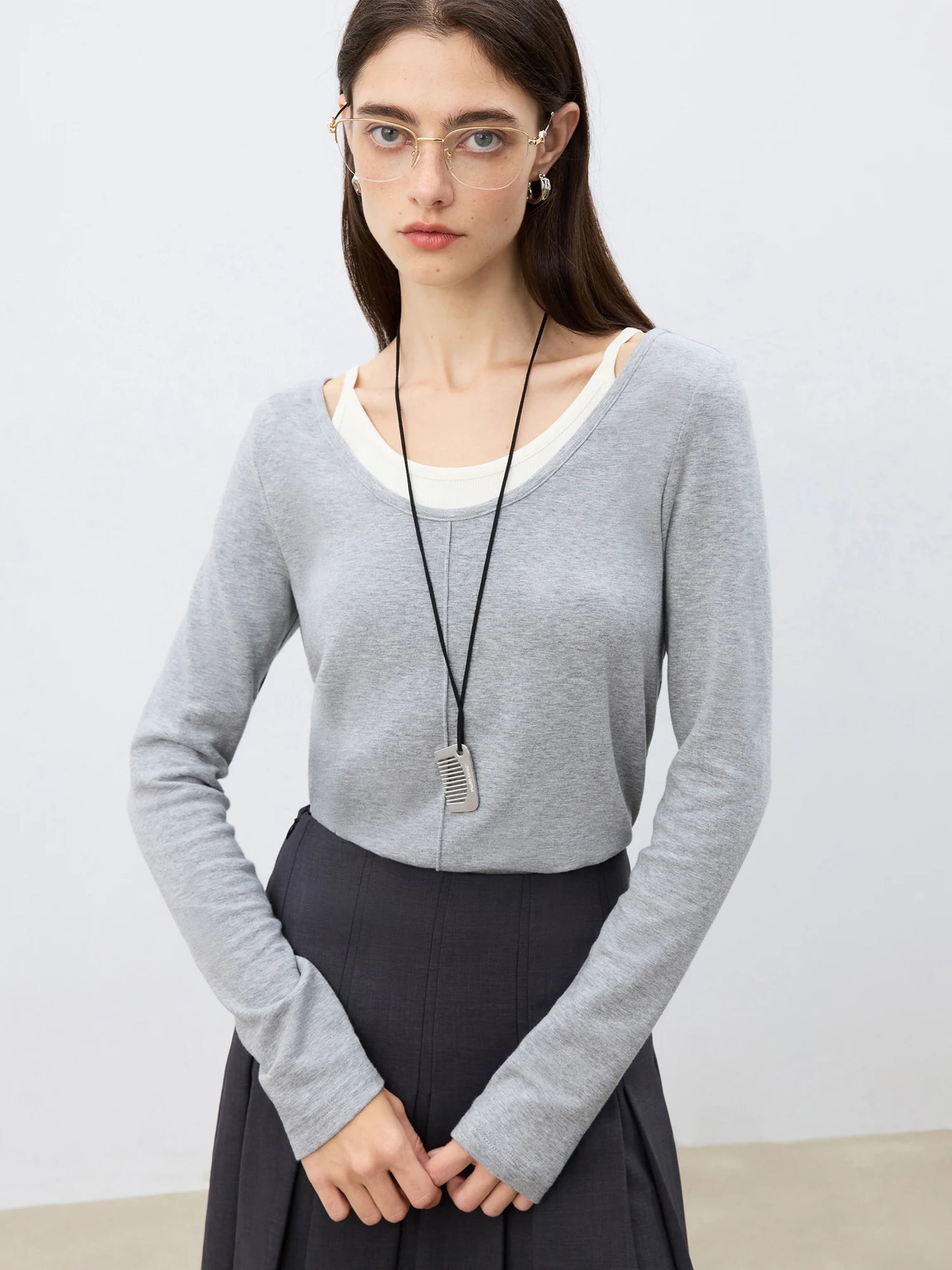 Pink Layered Scoop Neck Top