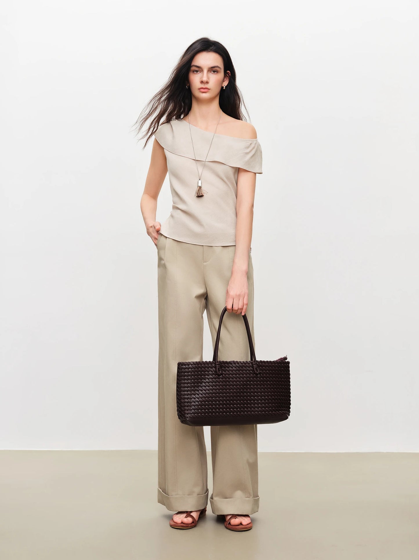 Charcoal Cuffed Straight Leg Trousers