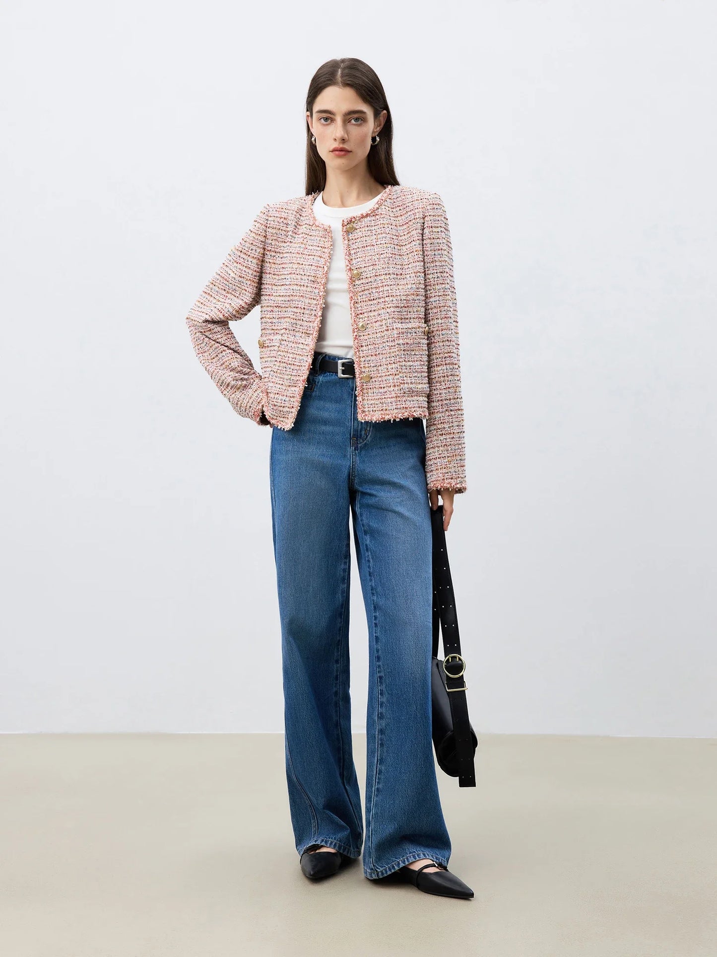 Pink Tweed Button Jacket