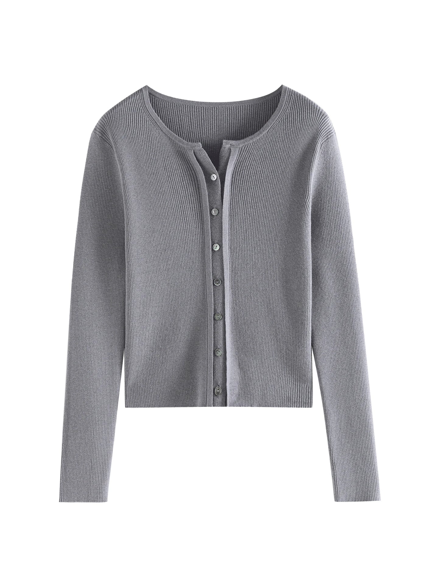 Cream Ribbed Button Knit Cardigan