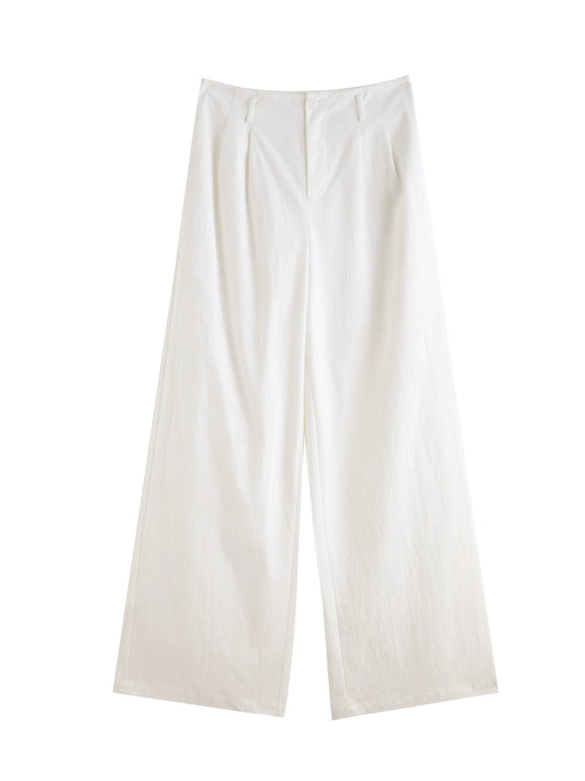 Ivory Straight Wide Leg Trousers