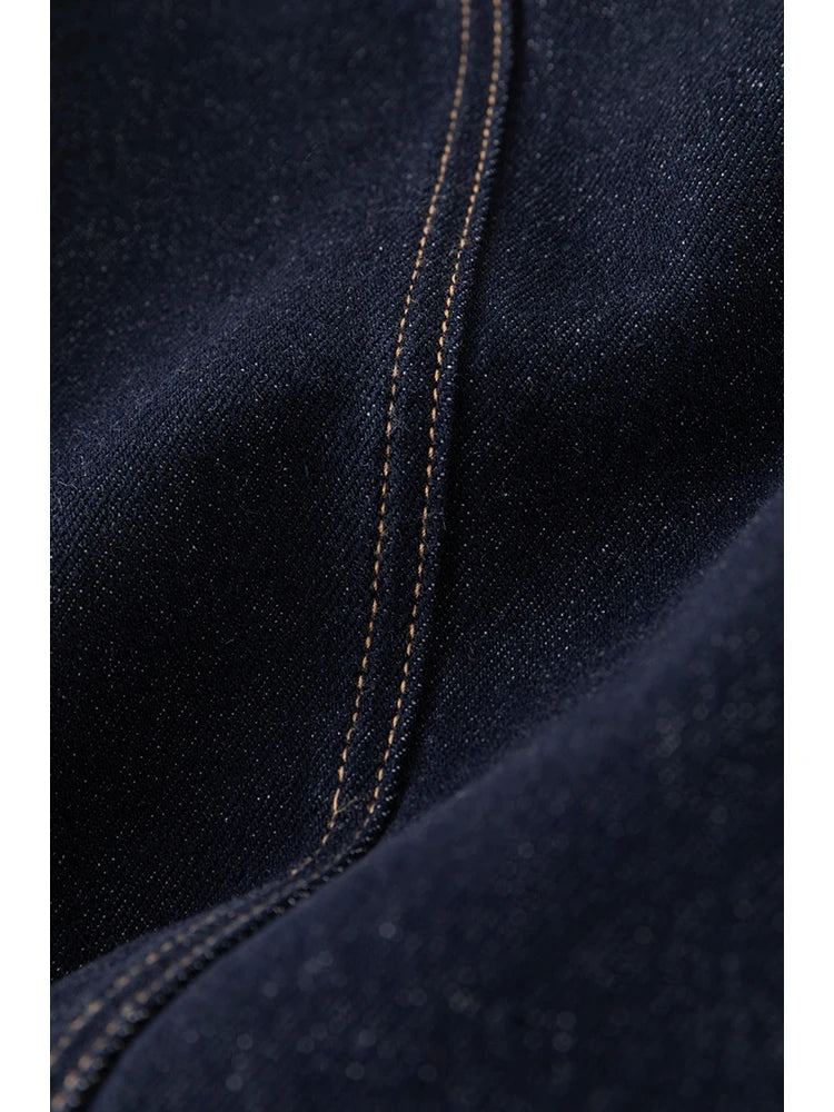 Dark Blue Cropped Denim Jacket