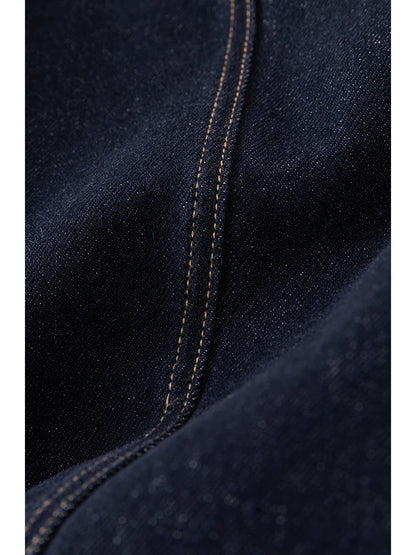 Dark Blue Cropped Denim Jacket
