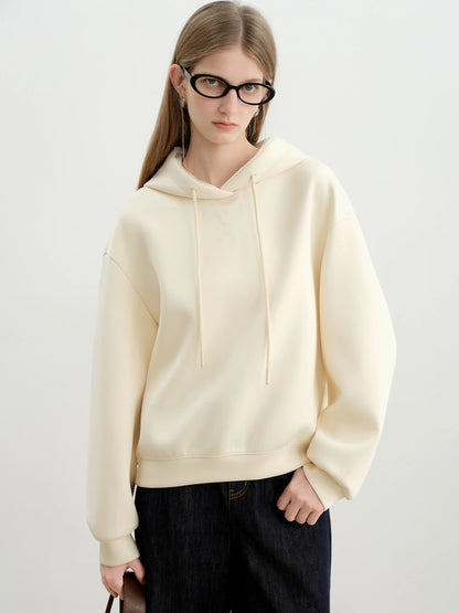 Ivory Lace Trim Drawstring Hoodie