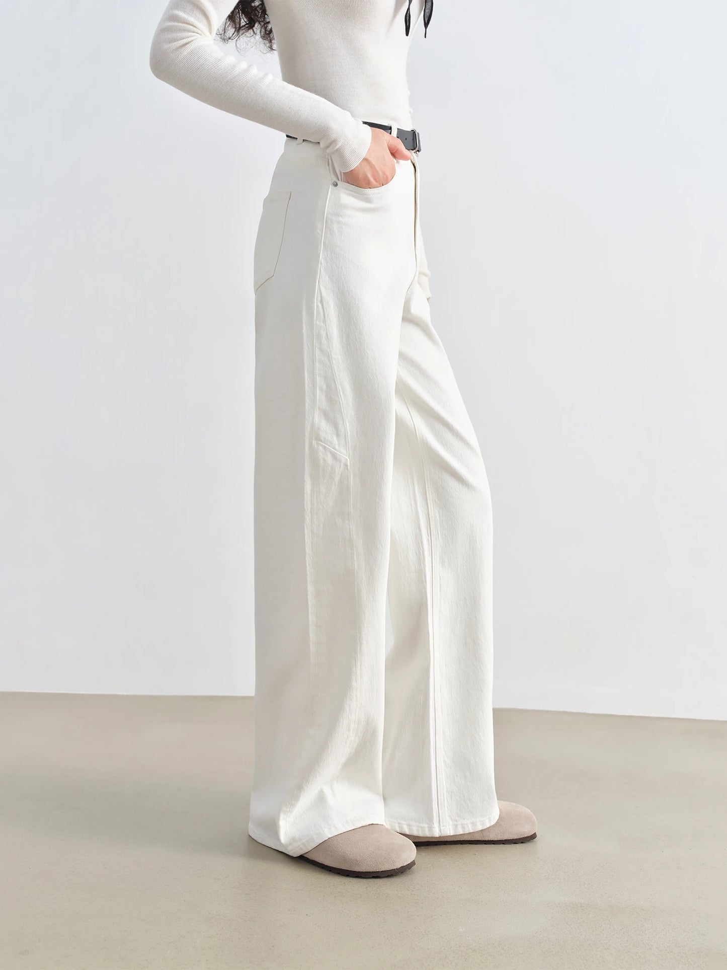 White Straight Wide Leg Jeans