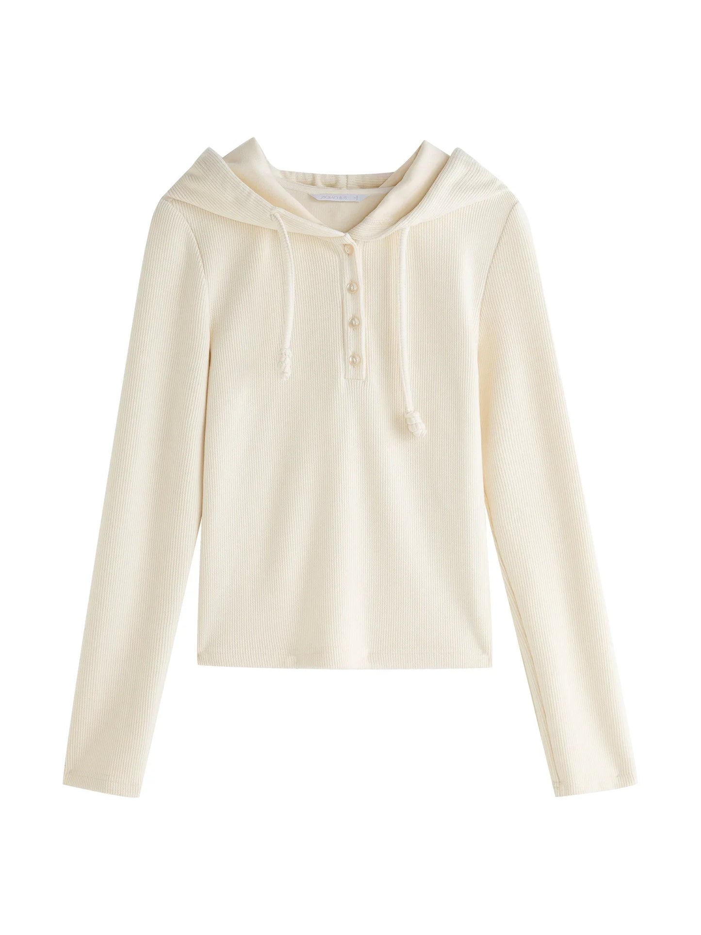 Ivory Hooded Long Sleeve Top