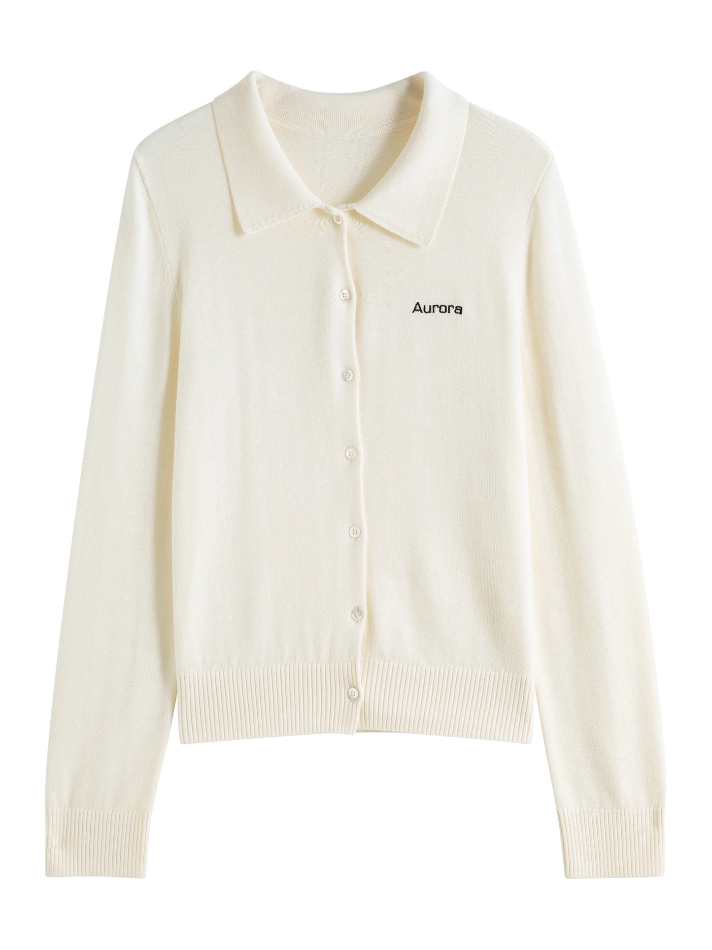 Blue Polo Collar Knit Cardigan
