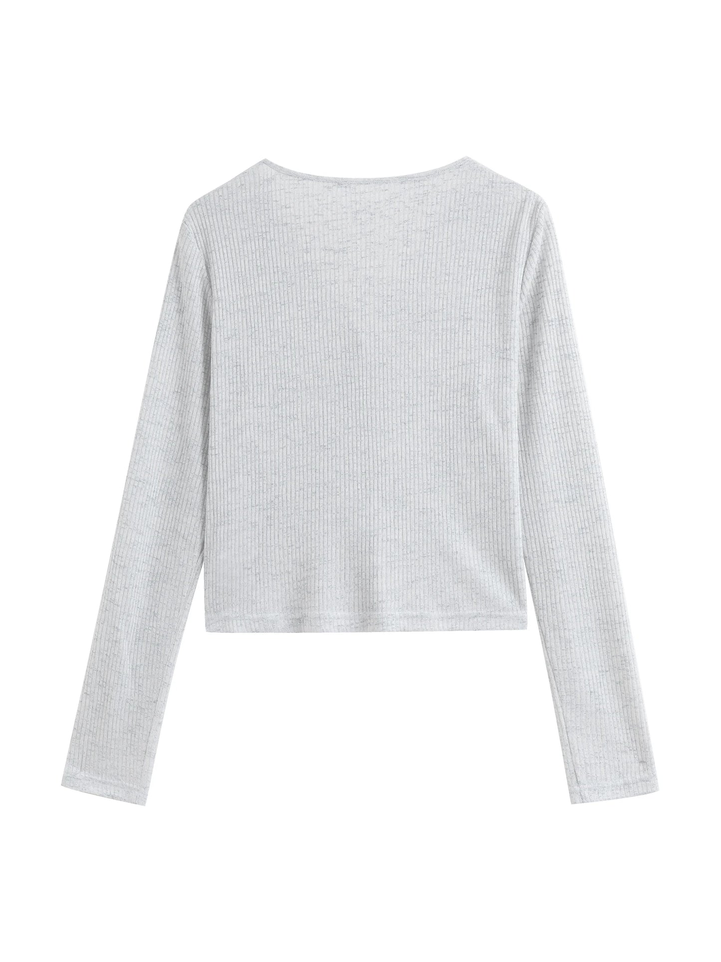 Light Grey Ribbed Knit Top