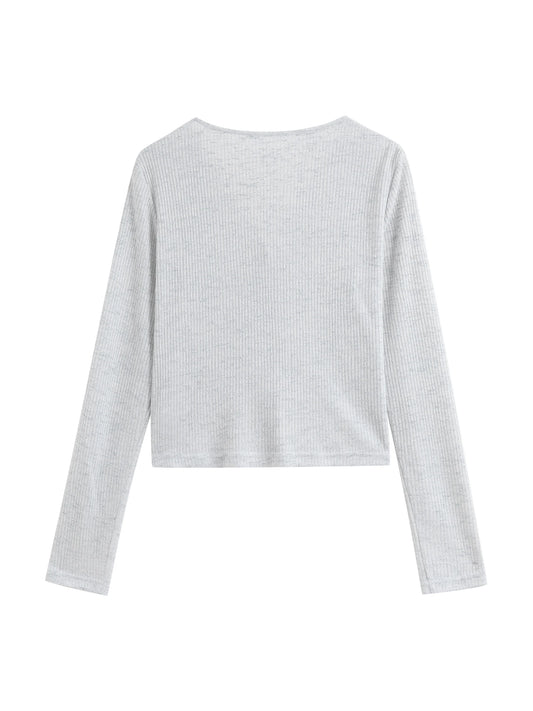 Light Grey Ribbed Knit Top