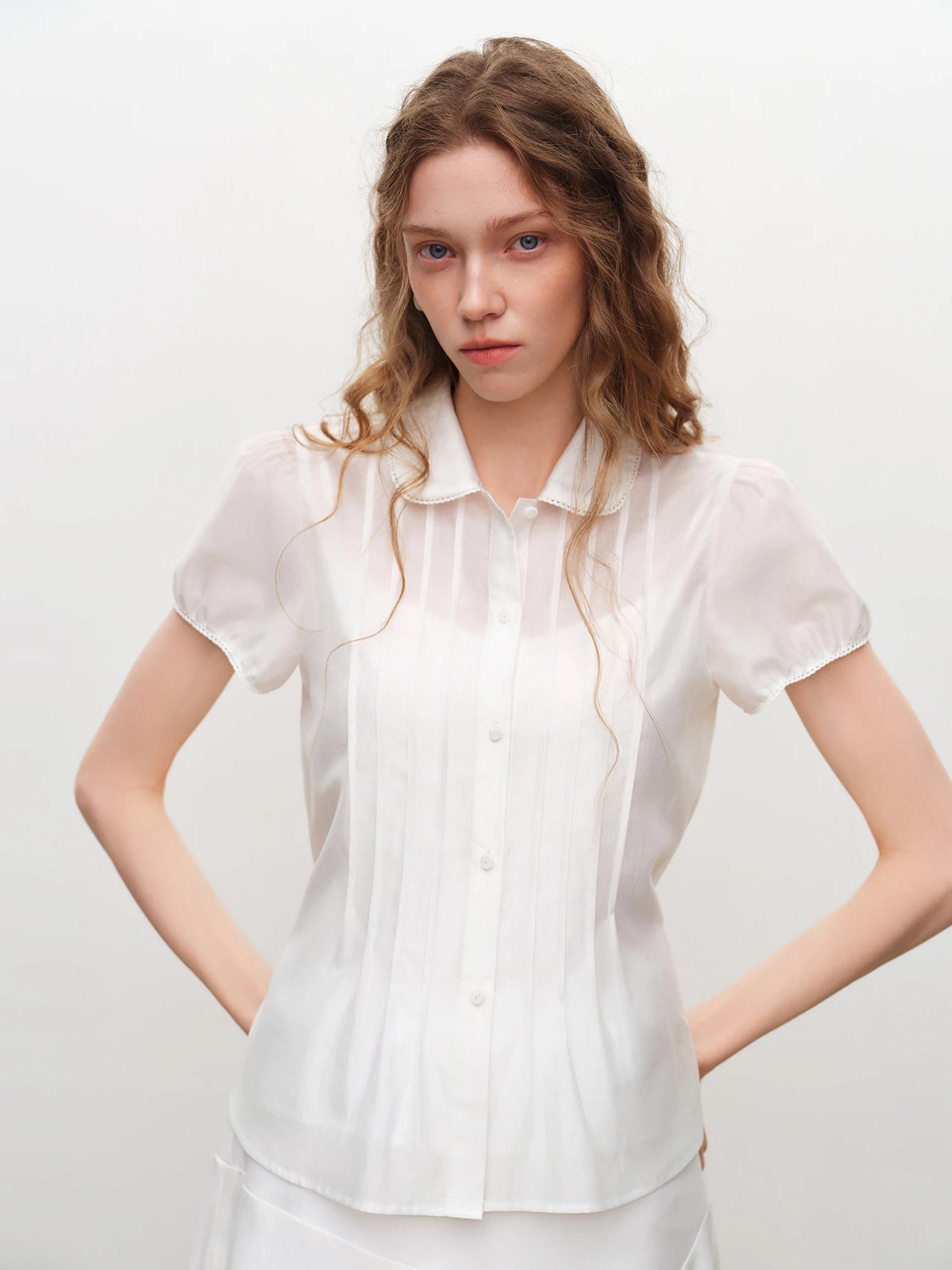 Beige Plaid Peter Pan Shirt