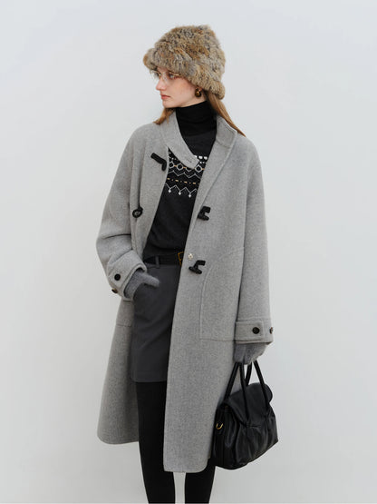 Camel Horn Button Stand Coat