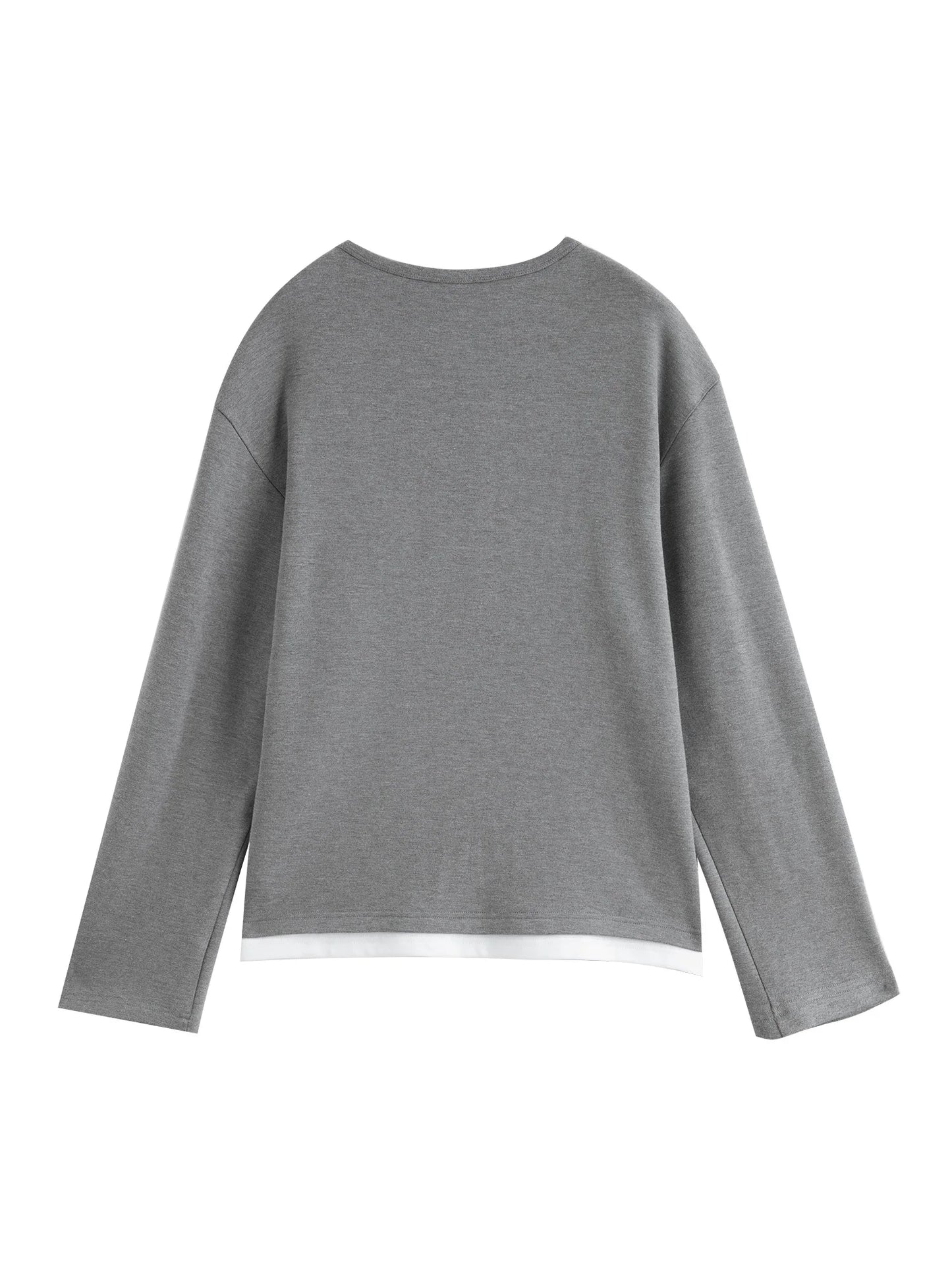 Black Layered Henley Long Sleeve Top