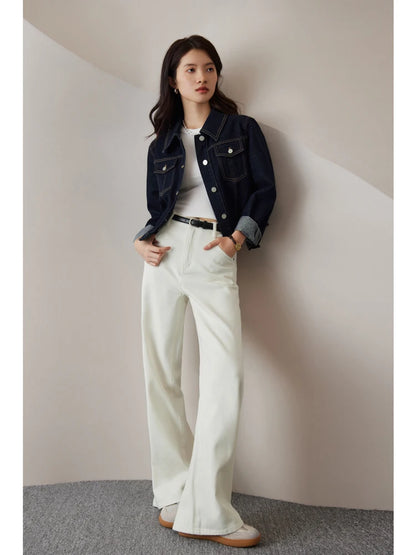 Dark Blue Cropped Denim Jacket