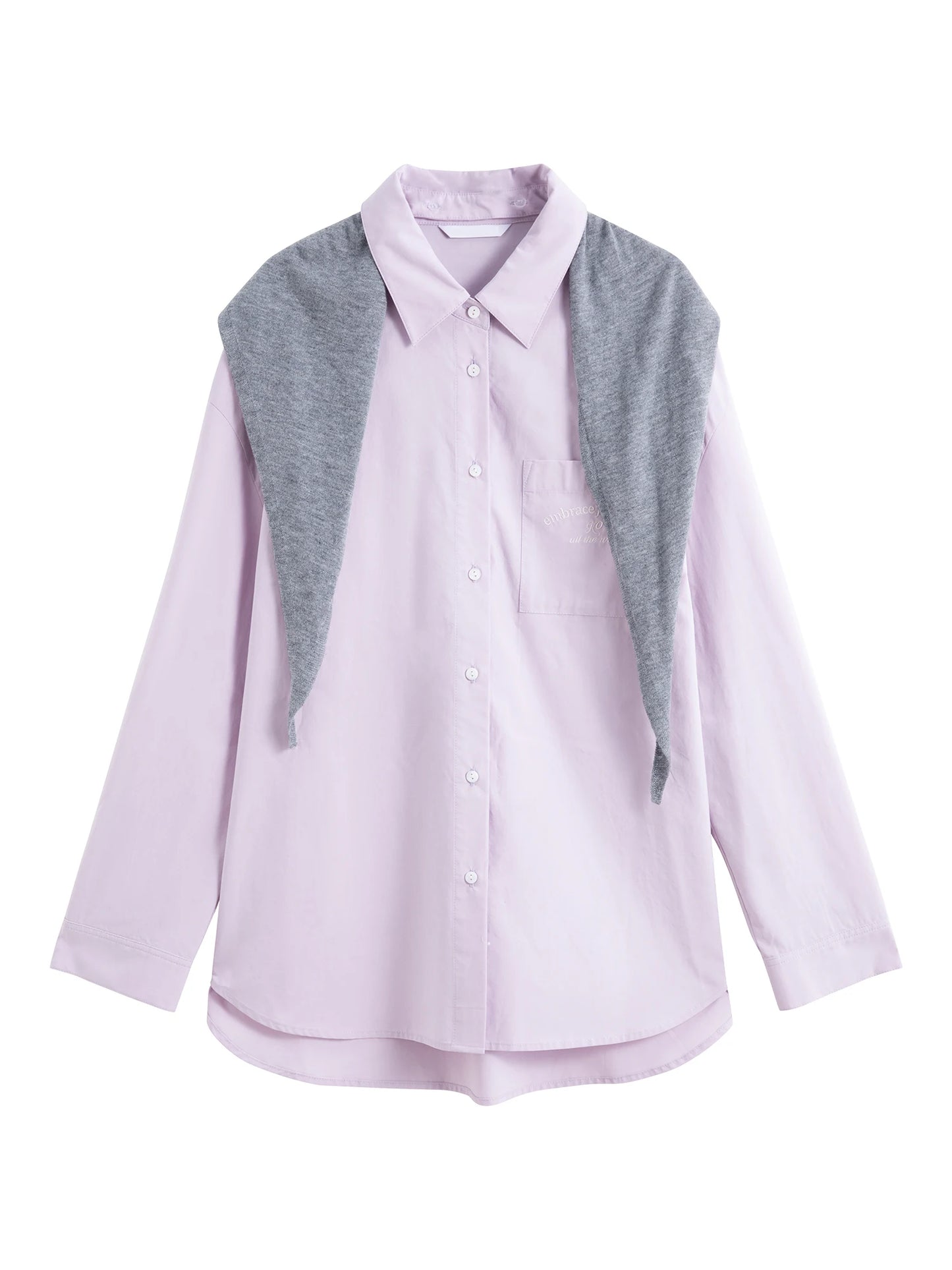 Pink Layered Plaid Shawl Shirt