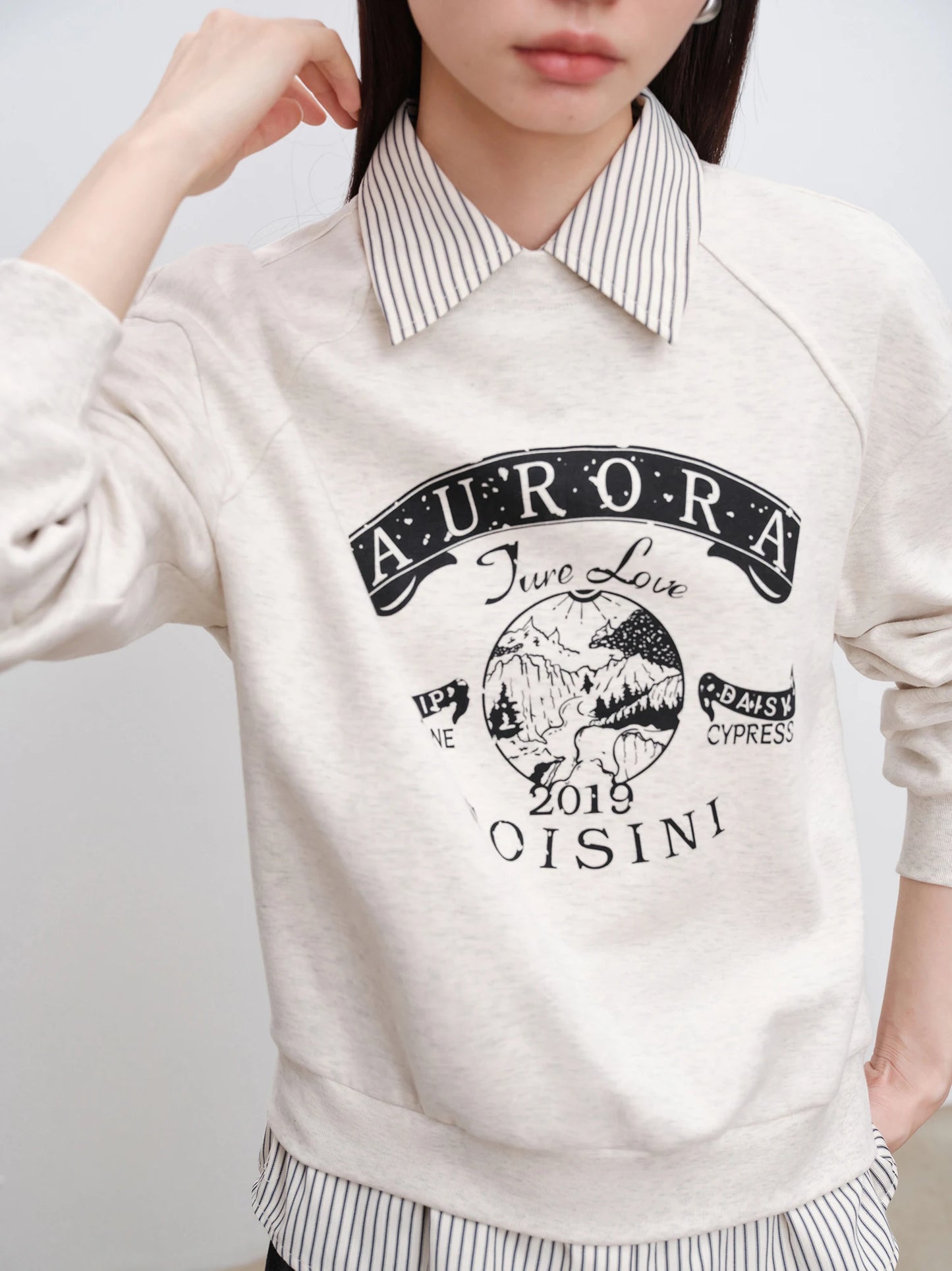 Ivory Graphic Layered Sweatshirt