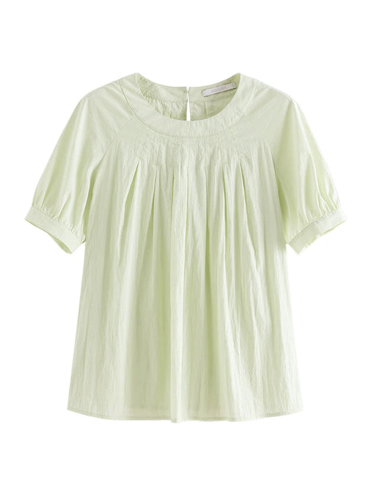 Light Green Ruched Neck Blouse