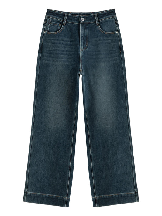 Dark Blue Front Seam Jeans