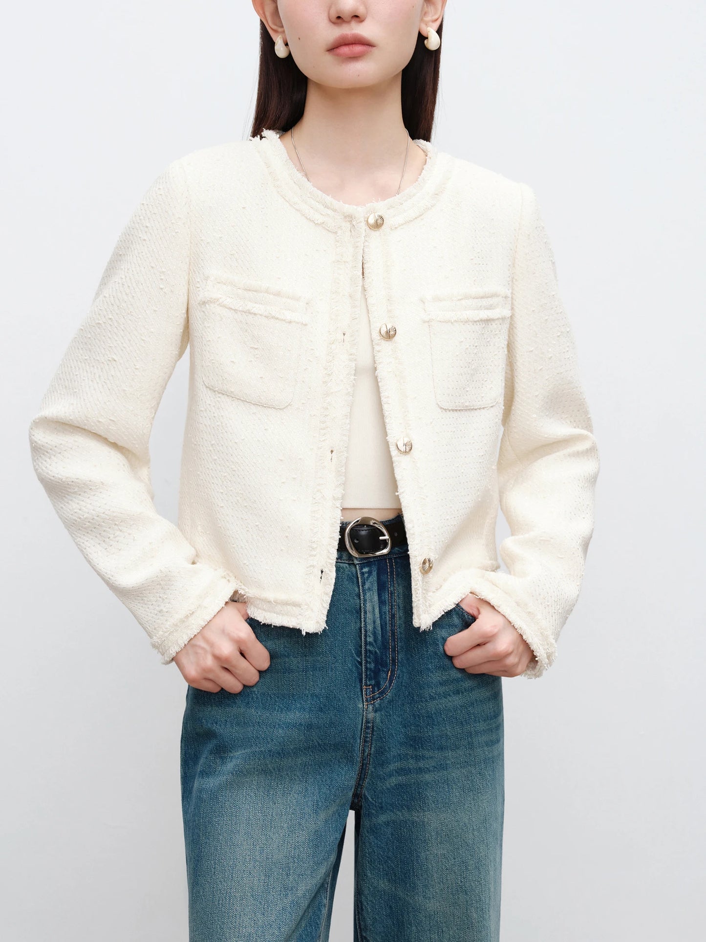 Black Sequin Tweed Jacket