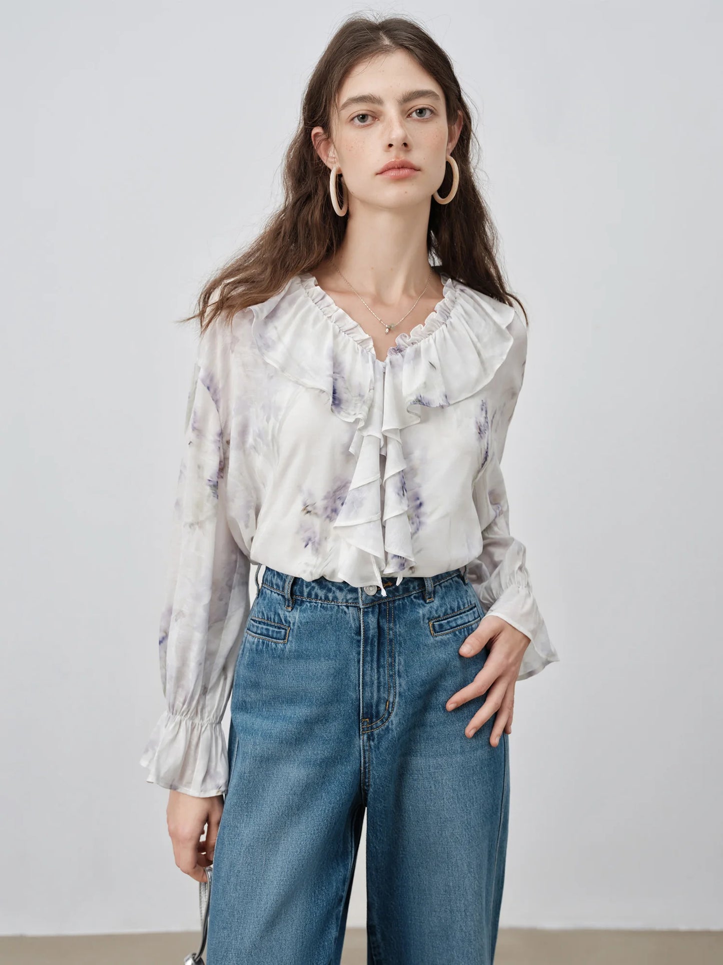 Wisteria Floral Ruffle Blouse