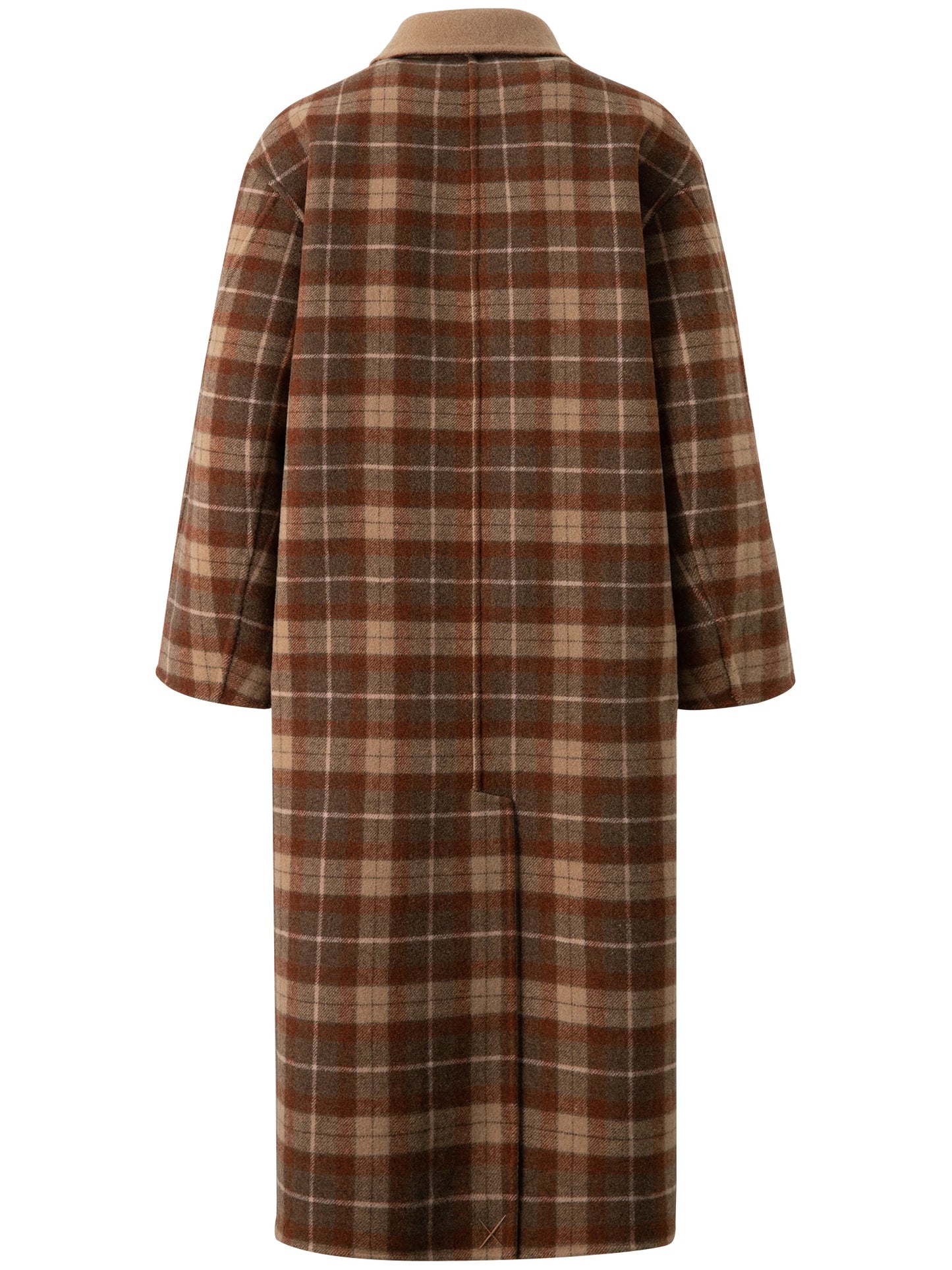 Camel Plaid Collar Wool Coat