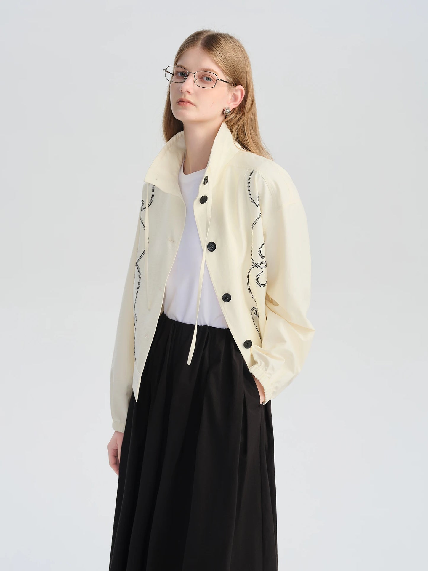 Ivory Scroll Embroidered Jacket