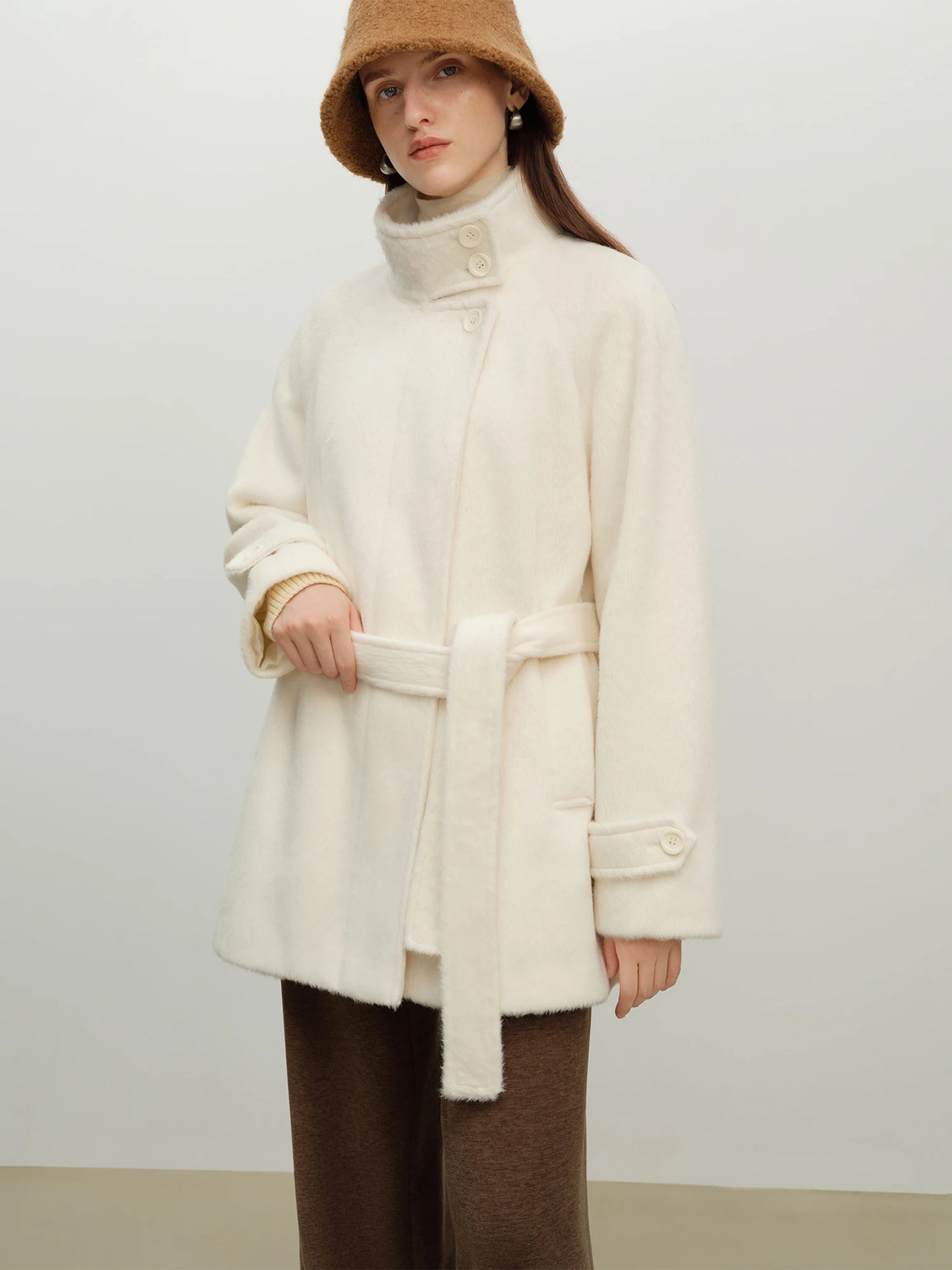 Brown Toggle Belted Short Coat