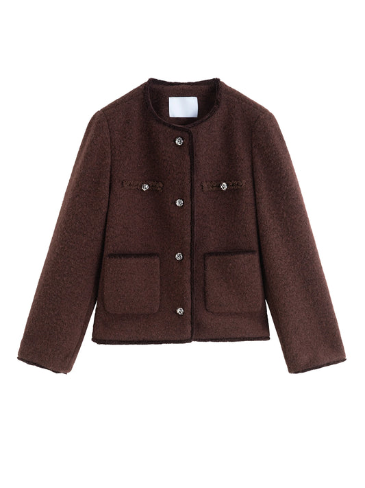 Brown Textured Button Jacket