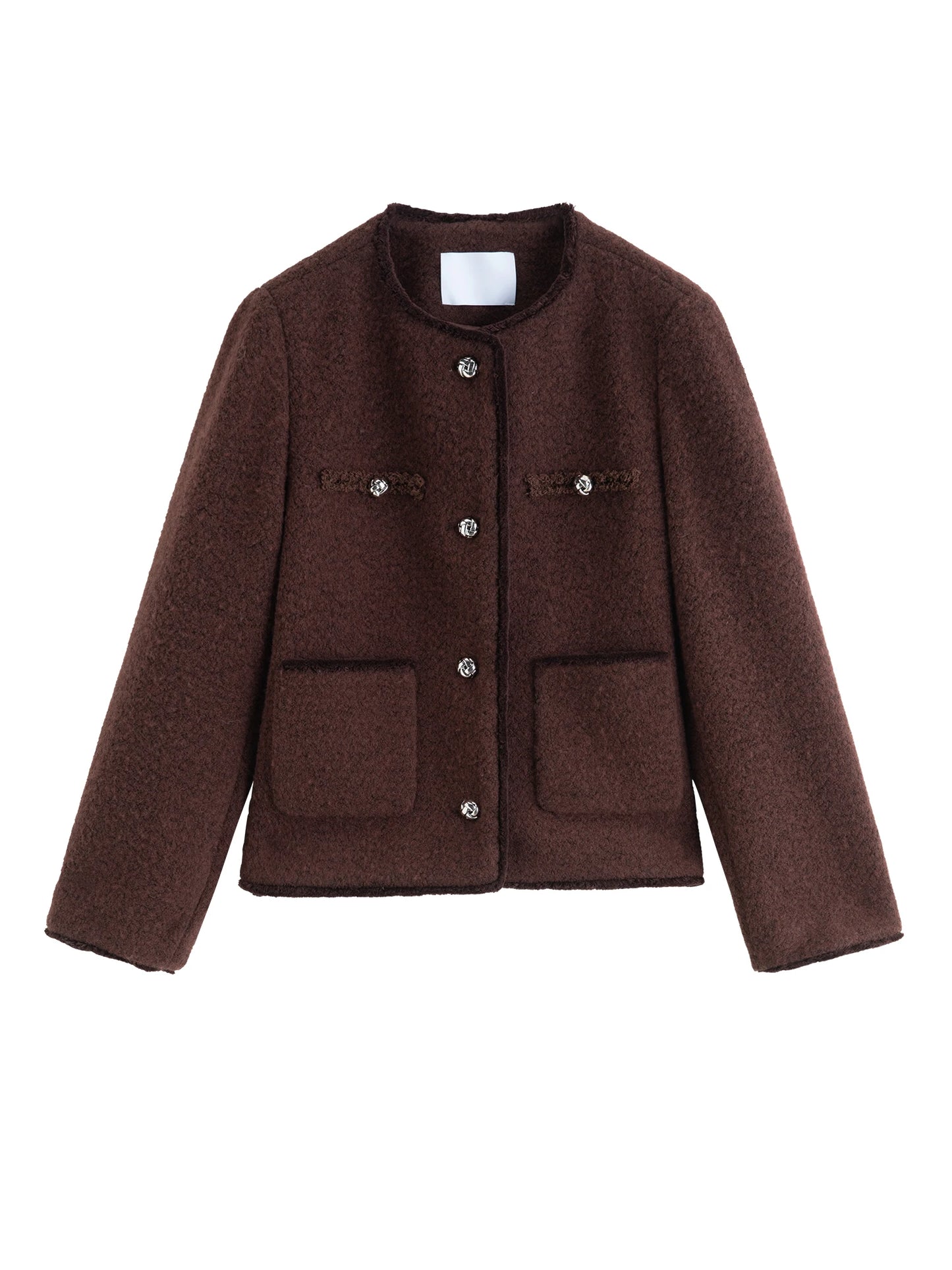 Brown Textured Button Jacket