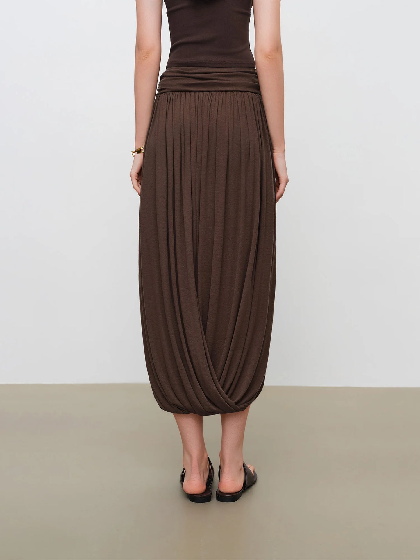 Bubble Hem Asymmetric Midi Skirt