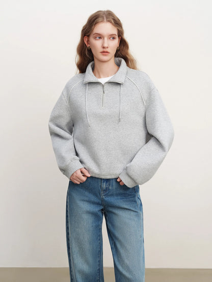 Espresso Half Zip Drawstring Sweatshirt