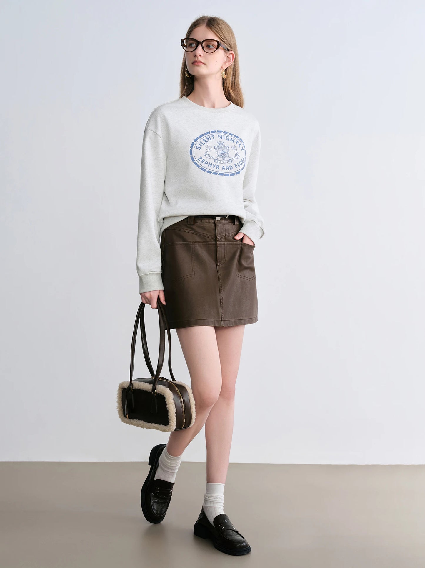 White Collegiate Graphic Sweatshirt