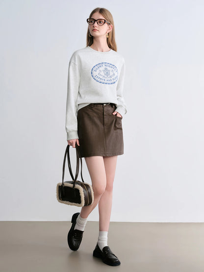 White Collegiate Graphic Sweatshirt
