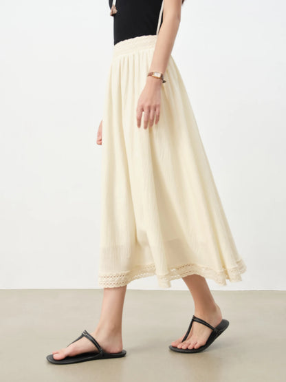 Cream Lace Cutout Skirt Set