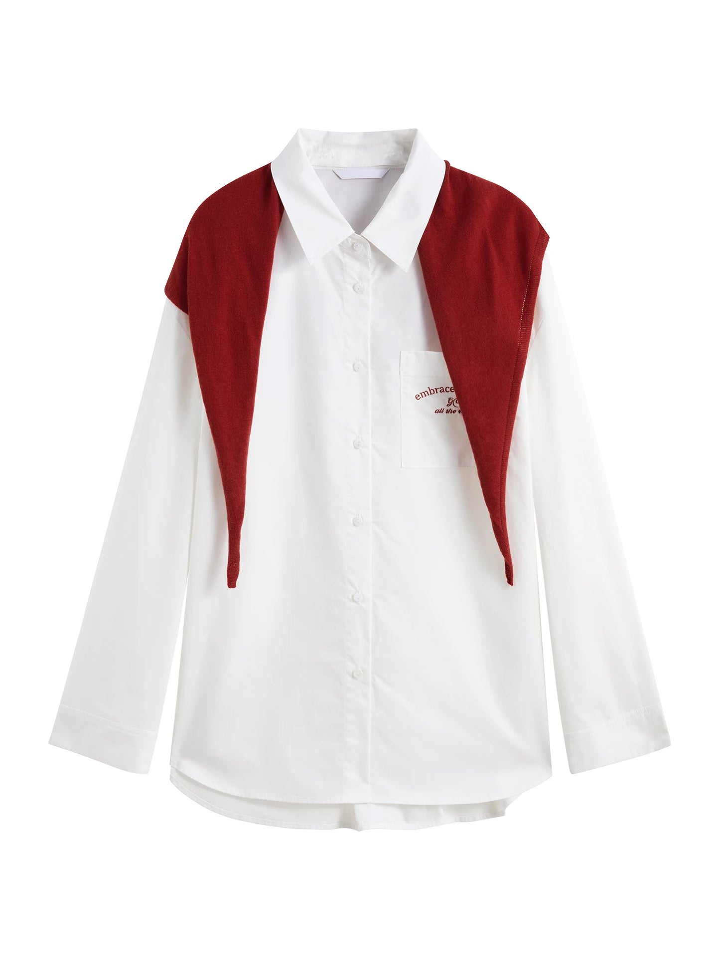 Pink Layered Plaid Shawl Shirt