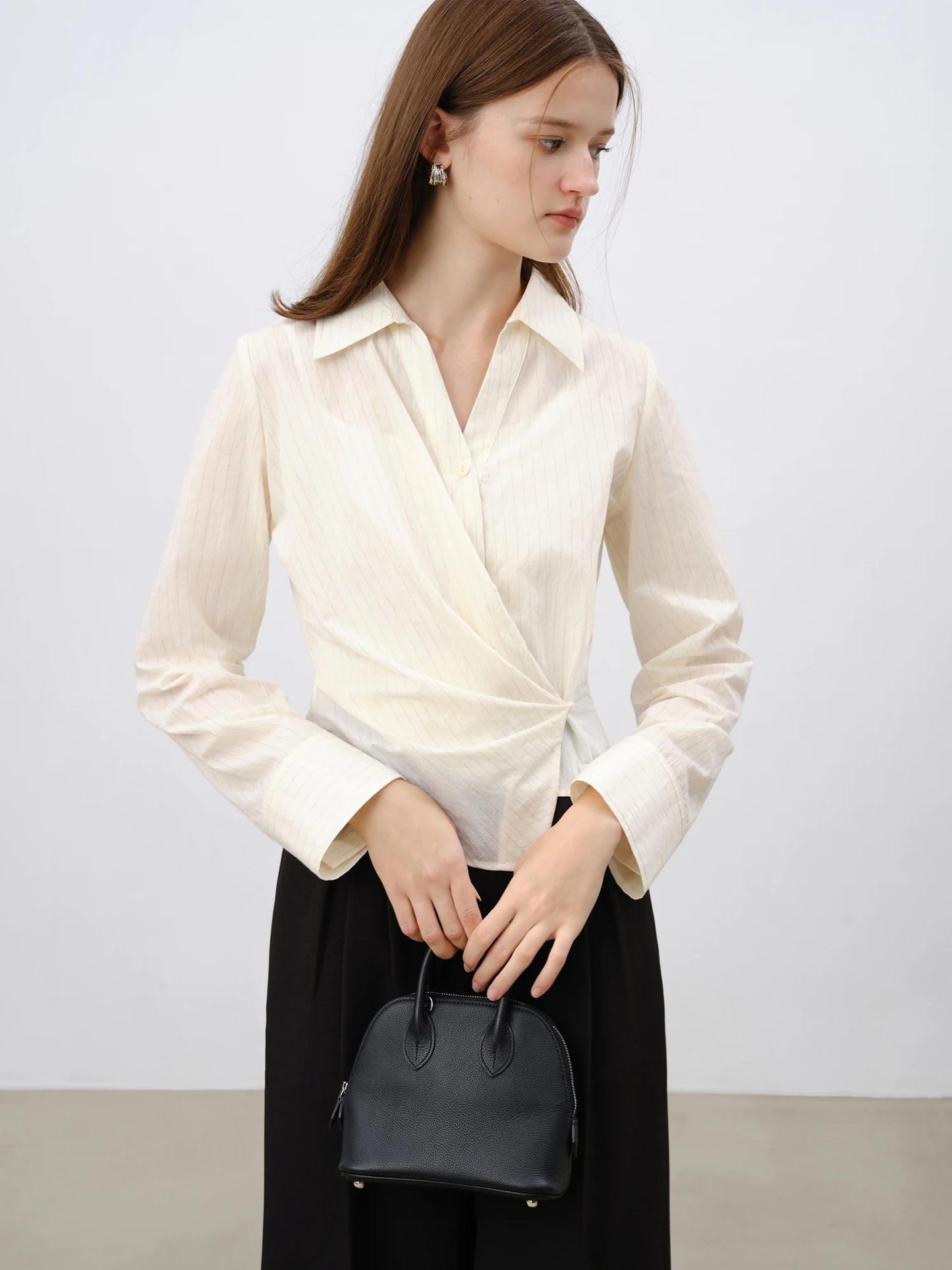 White Draped Wrap Shirt