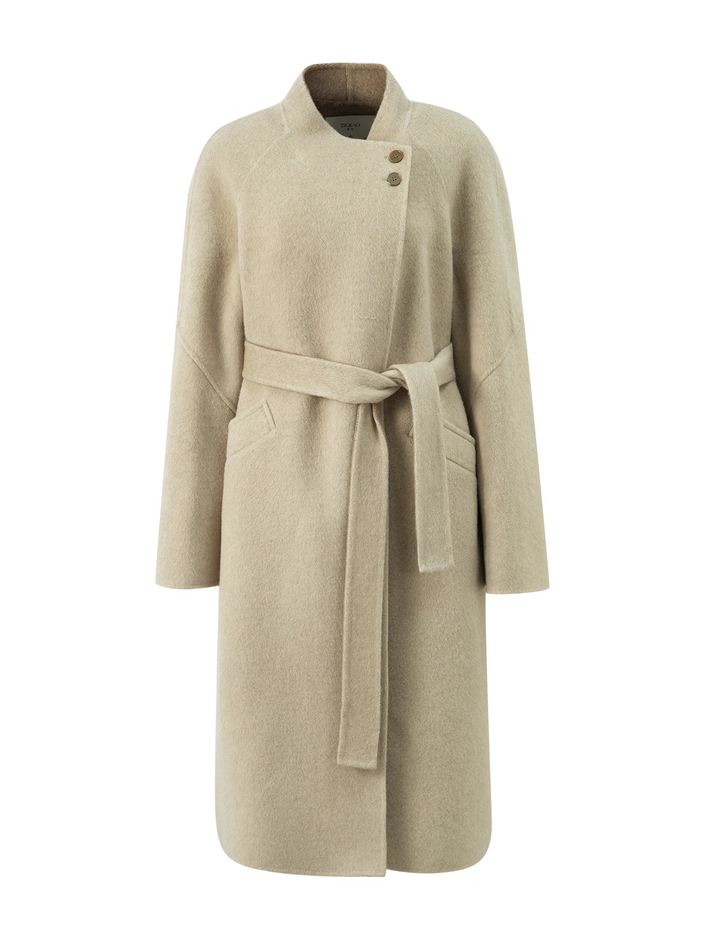 Contrast Collar Wool Coat